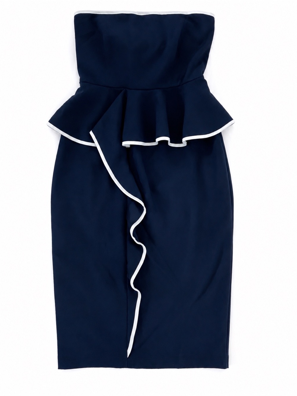 New York & Co / Eva Mendes Strapless Navy Dress with White Trim